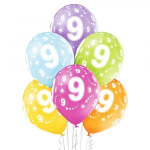 Balony z nadrukiem cyfrą 9 na urodziny dziecka