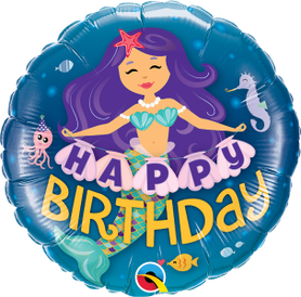 Le04. Balon urodzinowy Happy Birthday Syrenka 18”cali