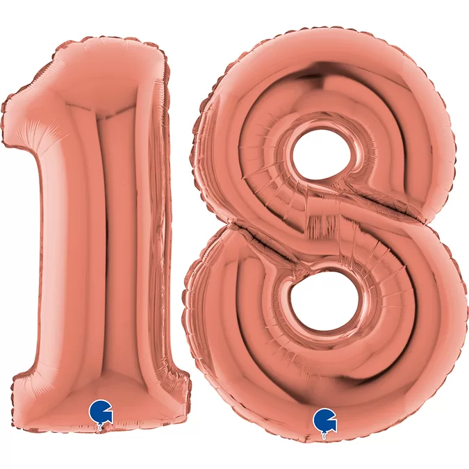 K0041. Balon foliowy złoty - róż rosegold cyfra 1 - obrazek 2