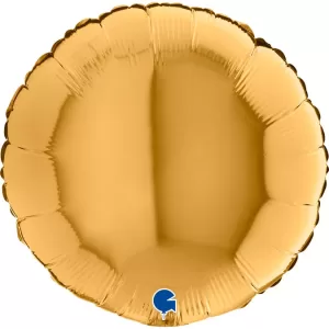 Balon foliowy okrągły z helem w kolorze złotym