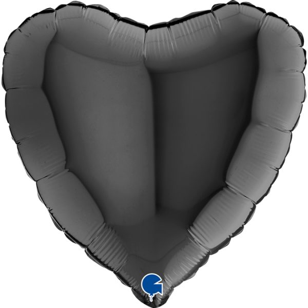 Balon z helem serce czarne - Czarne balony z helem w kształcie serca