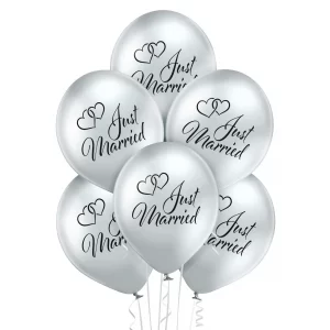 Srebrne balony na wesele - dekoracja weselna - balony z helem na wesele