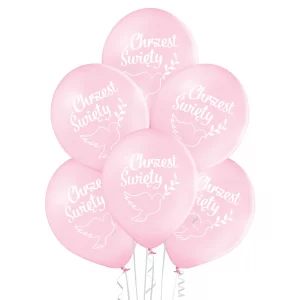 Różowe balony z helem na chrzest dziewczynki - Warszawa