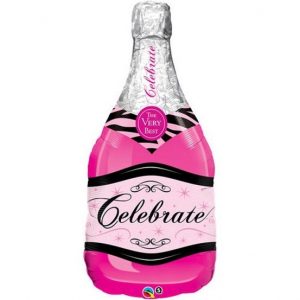 Balon foliowy z helem w kształcie różowej butelki szampana - Warszawa