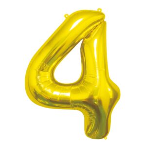 K0004a. Balon foliowy złoty cyfra 4 mniejszy 85 cm