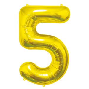 K0005a. Balon foliowy złoty cyfra 5 mniejszy 85 cm