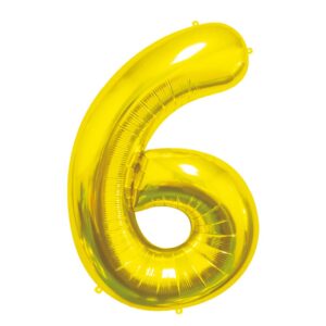 K0006a. Balon foliowy złoty cyfra 6 mniejszy 85 cm